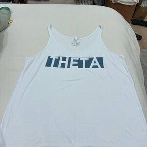 Bella Canvas White Tank Top with Blue THETA Print